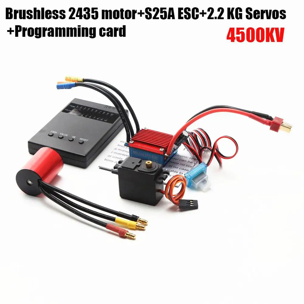 

S2435 4500/4800kv 4p Brushless Motor 25a Esc Electric Speed Controller 2.2kg Servo Programming Card For 1/16 1/18 Rc Car Truck