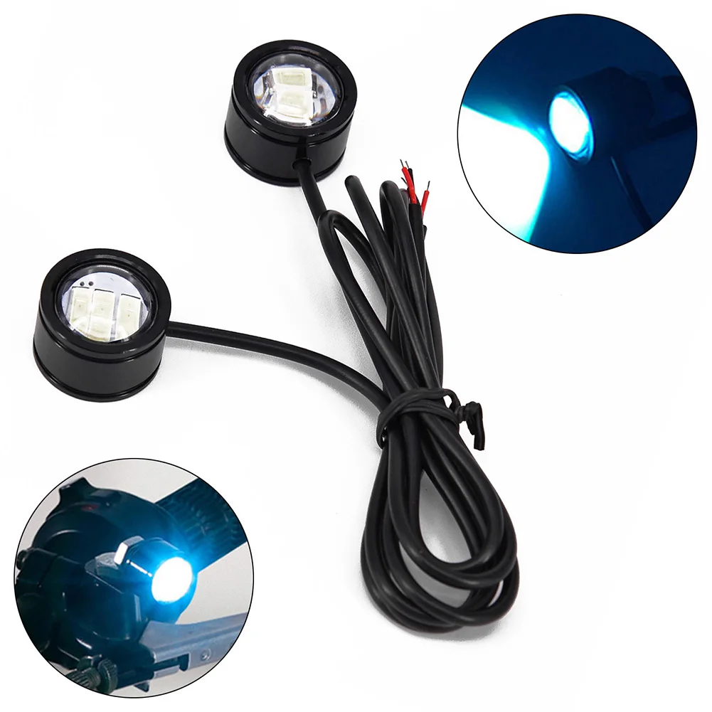 

1Pair Motorcycle LED Headlight 12V Spotlight Ice Blue Lens LED Headlight Daytime Running Lamps Motorbike Accessories