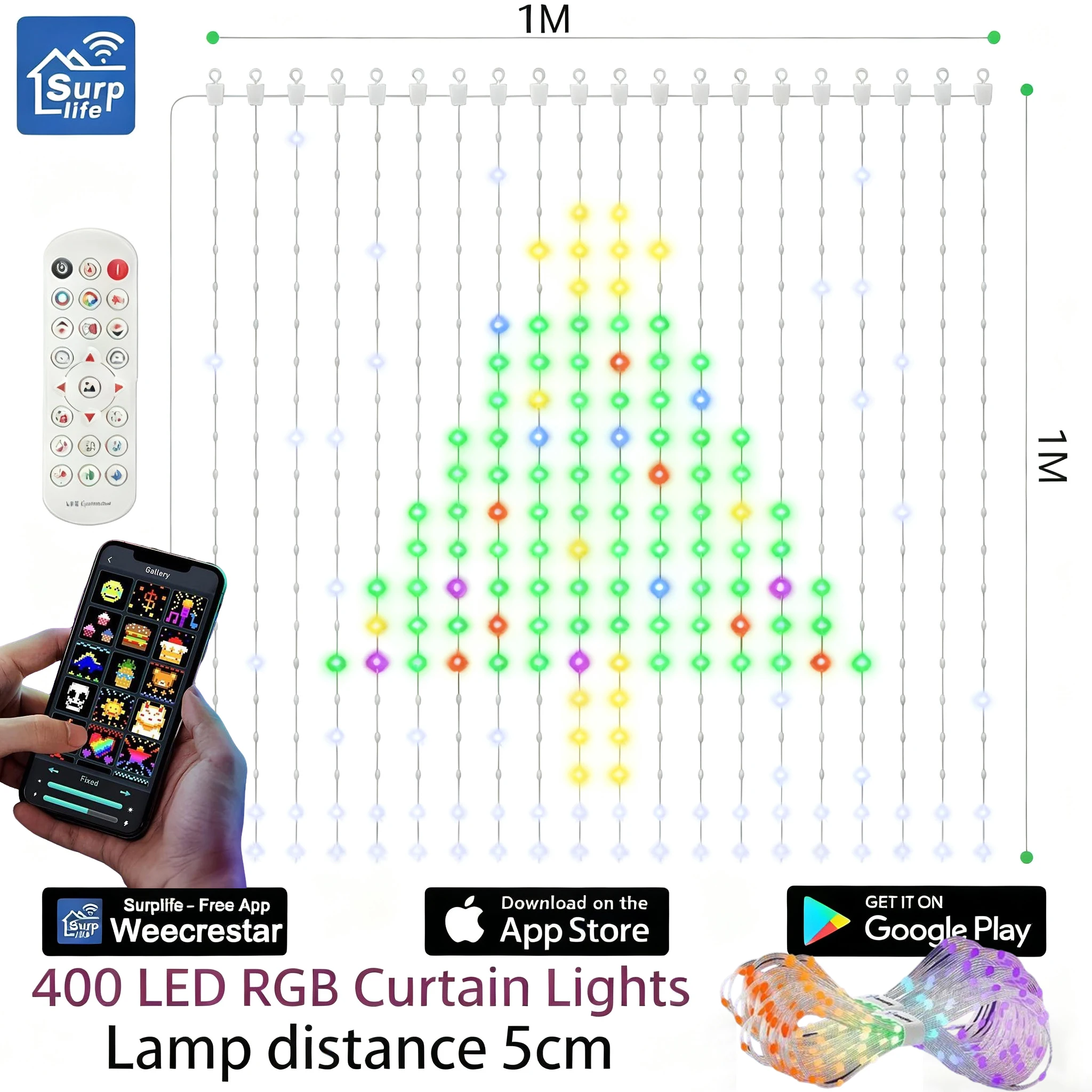 

Wisciton RGB LED-гирлянда для окна 400 ламп