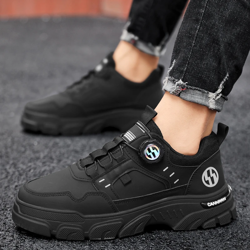 Мужские повседневные кожаные Кроссовки удобные мягкие ботинки на платформе для