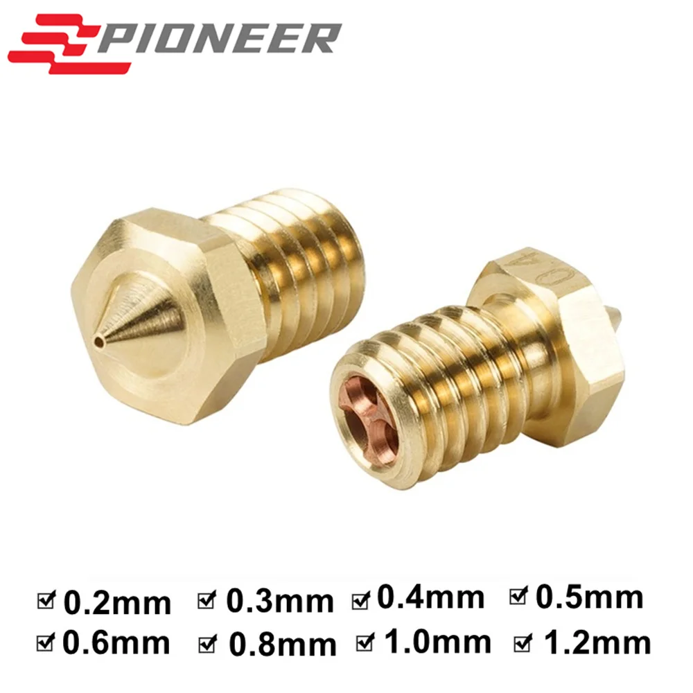 

Pioneer Three Holes Clone-CHT Nozzle 0.4mm 0.6mm 0.8mm E3D V6 Brass Copper Nozzles High Flow Extruder Print Head 1.75mm