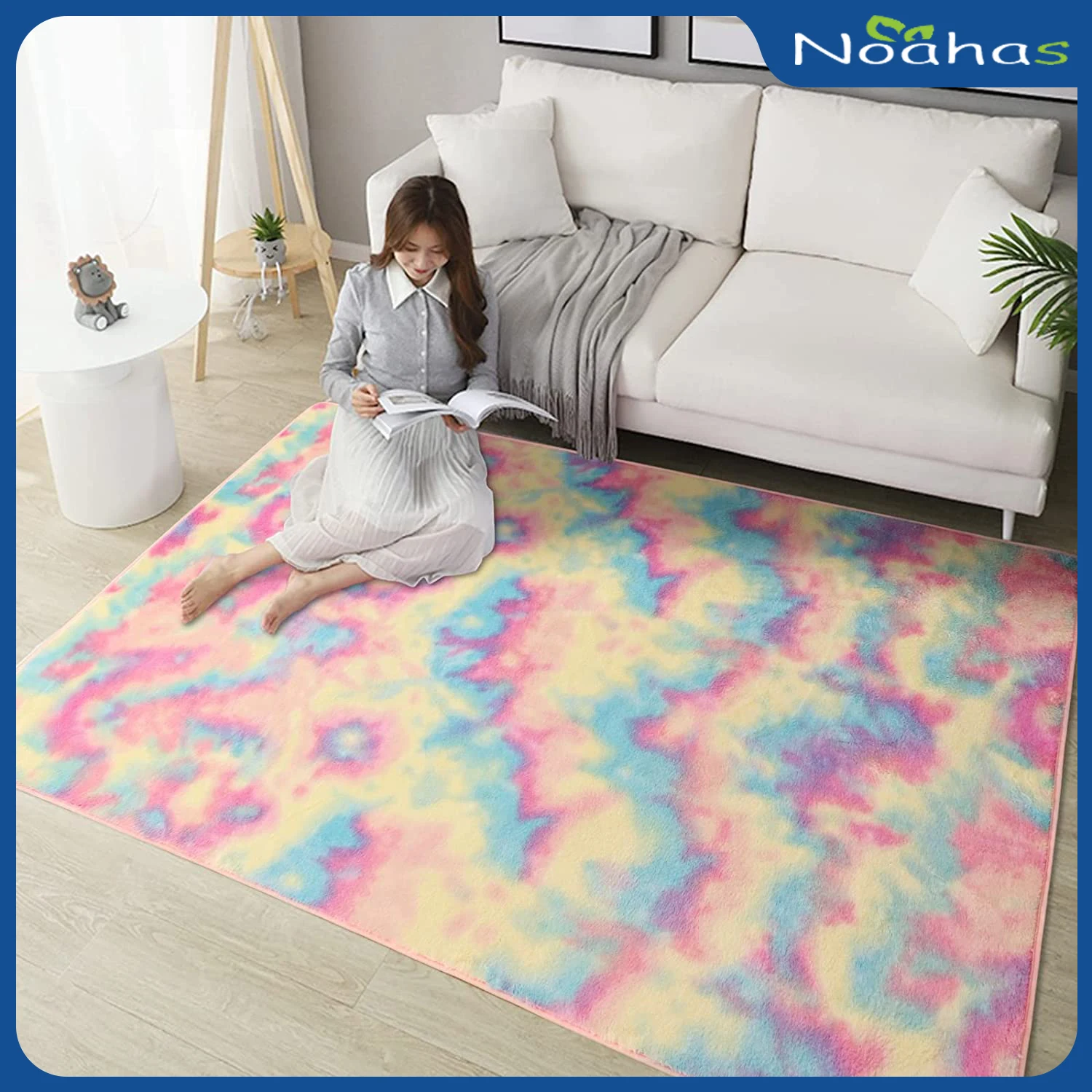 

Soft Rainbow Rug for Girls Bedroom Living Room Colourful Fuzzy Area Rug Room Decor Plush Carpets for Kids Room Cute Furry Rug