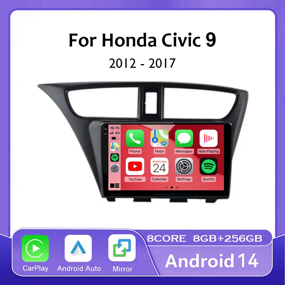4G + WIFI Carplay Android 14 автомобильное радио для Honda CIVIC 9 2012-2017 мультимедийный видеоплеер