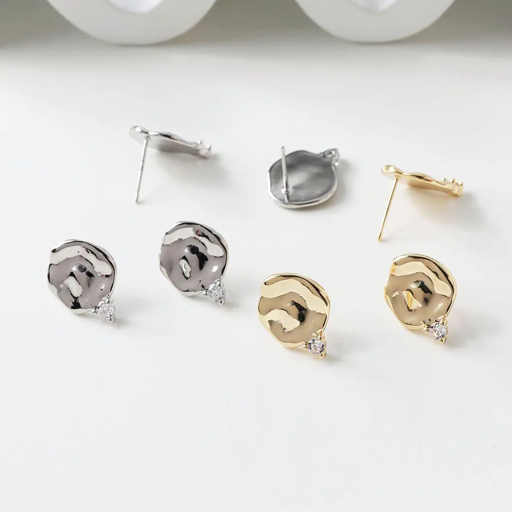 

4PCS 14*18mm 14k Gold Plated Earring Sling Zircon Charms for Jewelry Making Supplies DIY Hand Made Brass Accessories