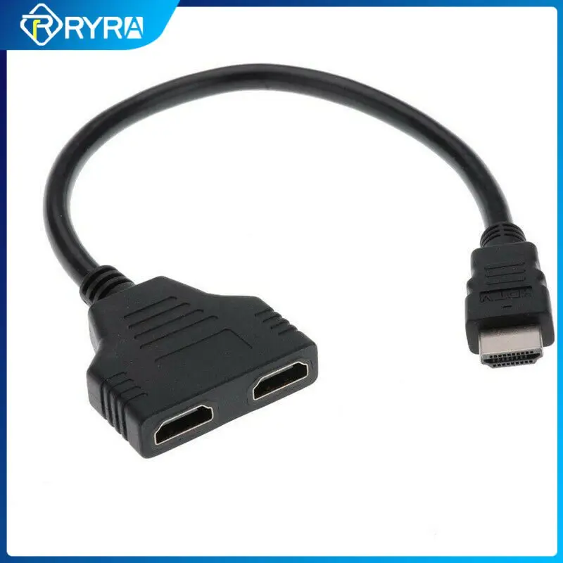 

Кабель-переходник RYRA Переходник HDMI разветвитель с 1 входом штекер на 2 выхода разъем мама 1080P для PS5 ТВ игр видео