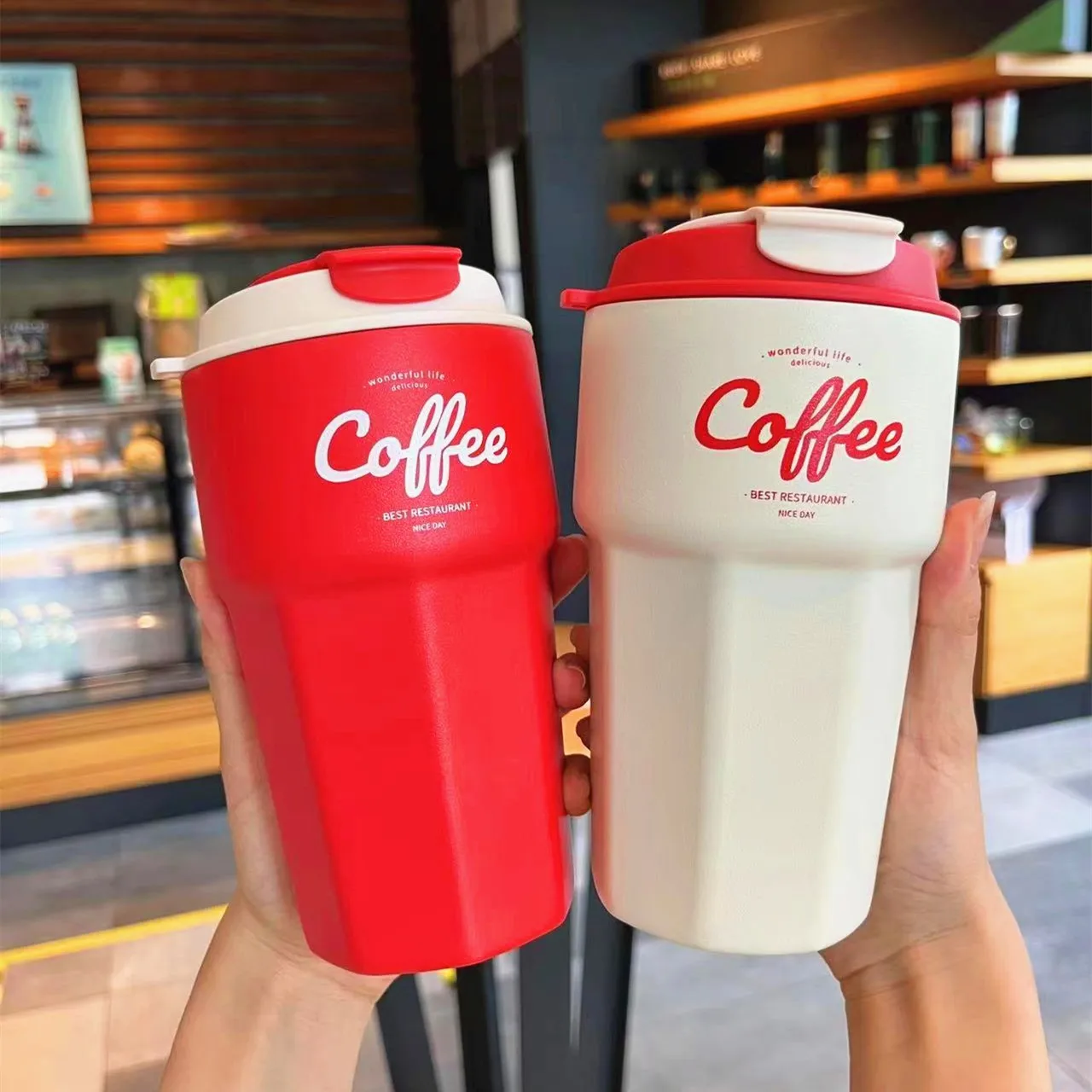 New 420ml/620ml Stainless Steel Car Coffee Cup Portable Tumbler Thermos Cup Outdoor Travel Coffee Thermos Office Drinking Cup