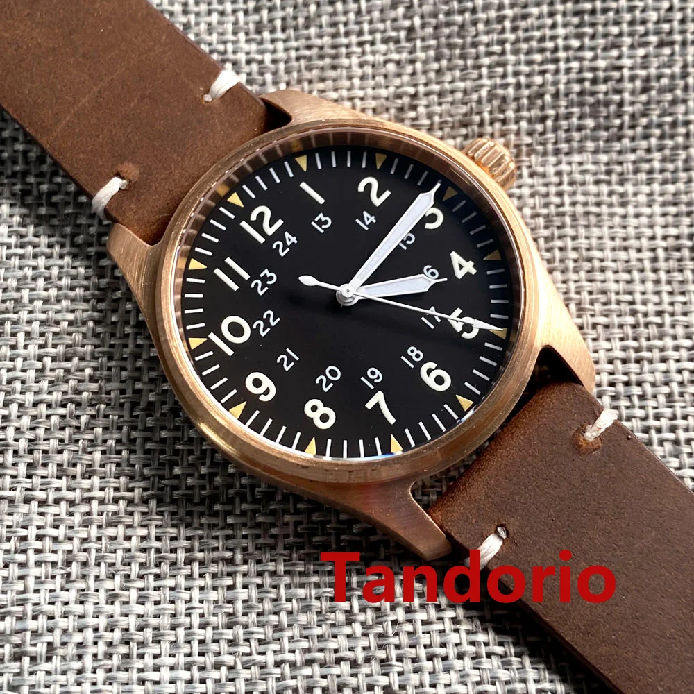 Tandorio NH35 PT5000 Solid Full Cusn8 Bronze 200m Waterproof 39mm Automatic Men Watch Sapphire Crystal Date C3 Luminous Marks