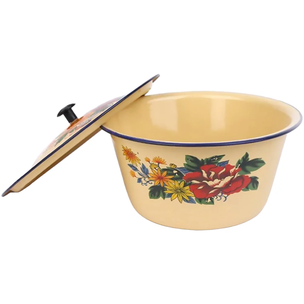 

Lard Can Kitchen Supply Oil Bowl Container Enamel Mixing Storage Canister Retro