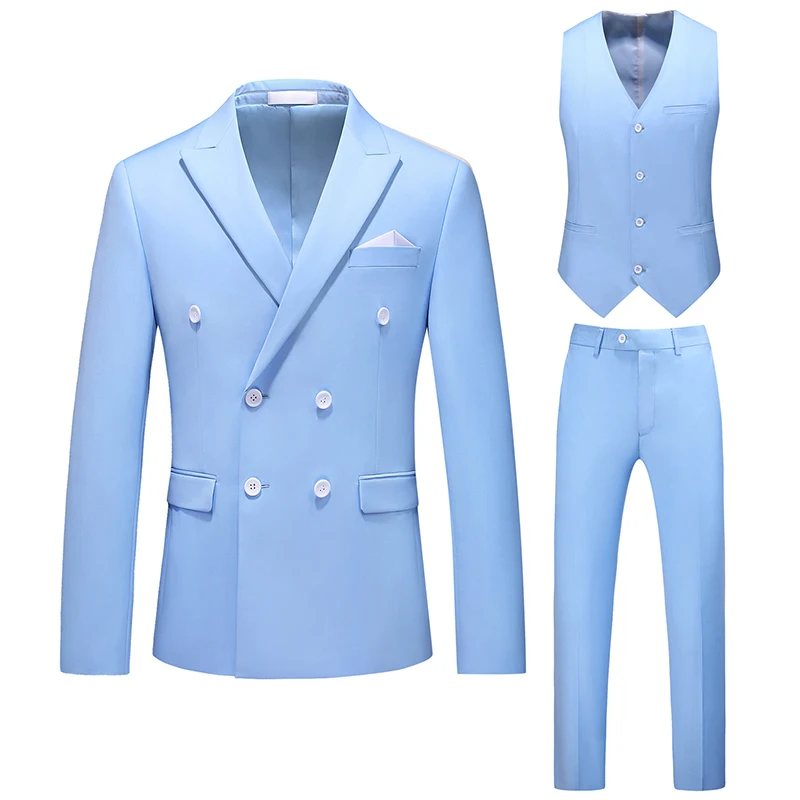 

Candy Color Double Breasted Design Suit 3Pcs/2Pcs Formal Business Wedding Social Tuxedos High Quality Men's Solid Slim Fit Suits