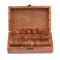 70pcs diy number alphabet stamp set alphabet letters combination stamp wood rubber seal stamp set vintage wooden box gift