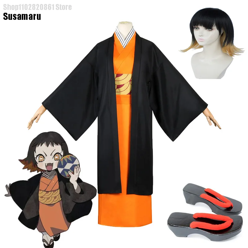

Костюм для косплея сузамару из аниме «рассекающий демонов», полный комплект обуви, парик, карнавальный костюм на Хэллоуин, носки с серёгами и пальцами