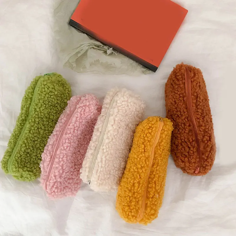 

1PC New Soft Fluffy Pencil Bag Plush Pencil Case with Lovely Soft Colors Cute Stationery School Supplies