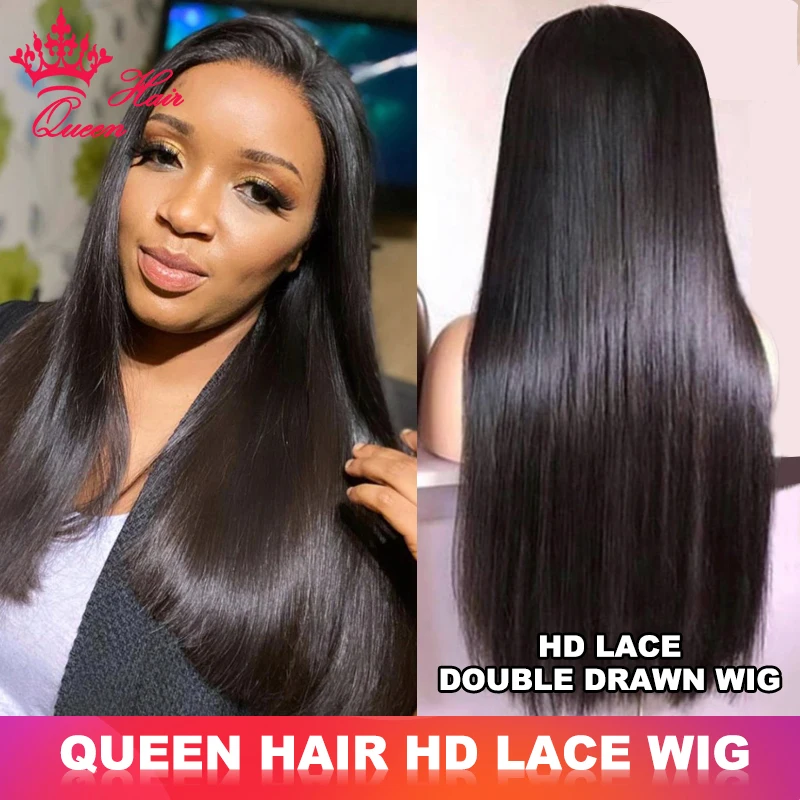 Queen Hair Double Drawn Real HD Lace Wigs Vietnamese Bone Straight Raw Virgin Human Pre Plucked Full End