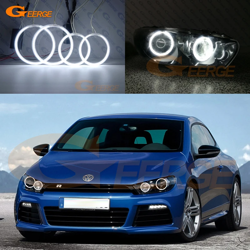Фото Для Volkswagen VW Scirocco III 2008-2013 пред Facelift головной светильник отличный ультра яркий CCFL ангельские глазки набор колец Дневной светильник №2