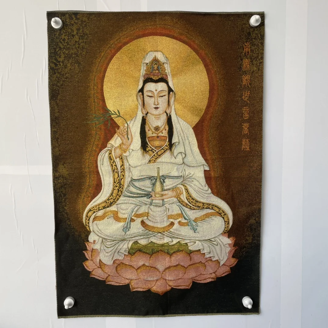 

Free Delivery China Elaborate Silk Embroidery Good Luck“Bodhisattva”Geomantic Thangka Painting Mural Household Decoration#4