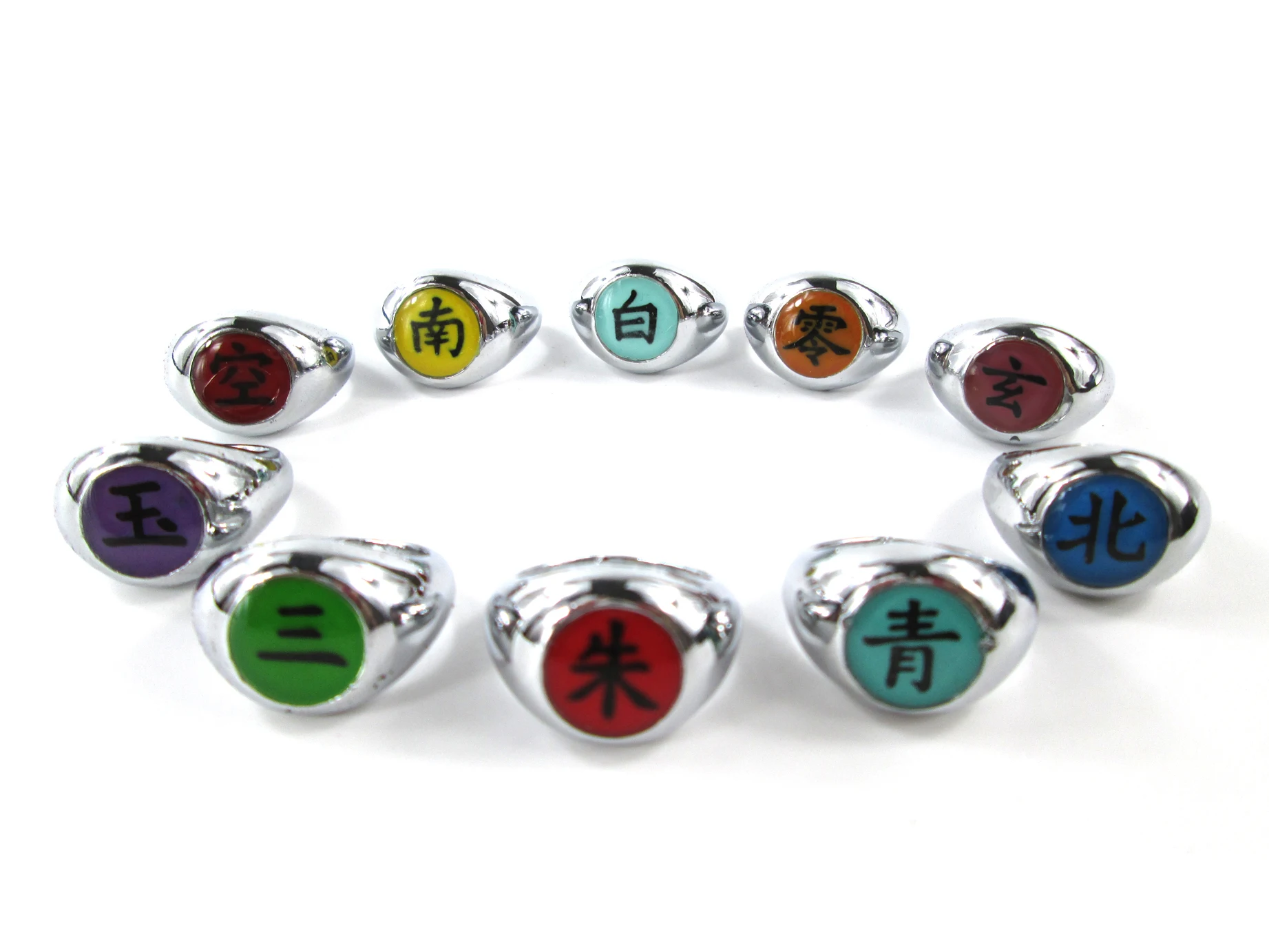 

Bsarai Akatsuki Ninja Nagato Deidara Sasori Kakuzu Orochimaru Zetsu Hidan toy figure Ring 10 Pcs/Set