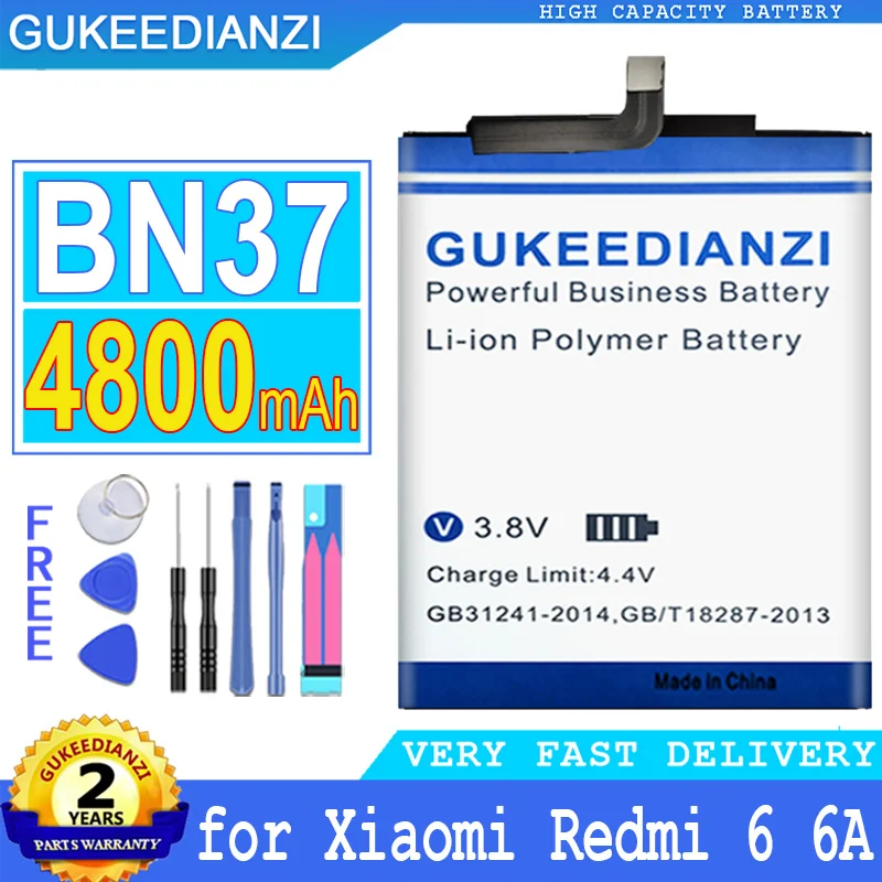 

Аккумулятор GUKEEDIANZI 4800 мАч BN37 BN 37 для Xiaomi Mi Redmi6 Redmi 6 Redmi6A Redmi 6A Redrice 6 аккумулятор с бесплатными инструментами