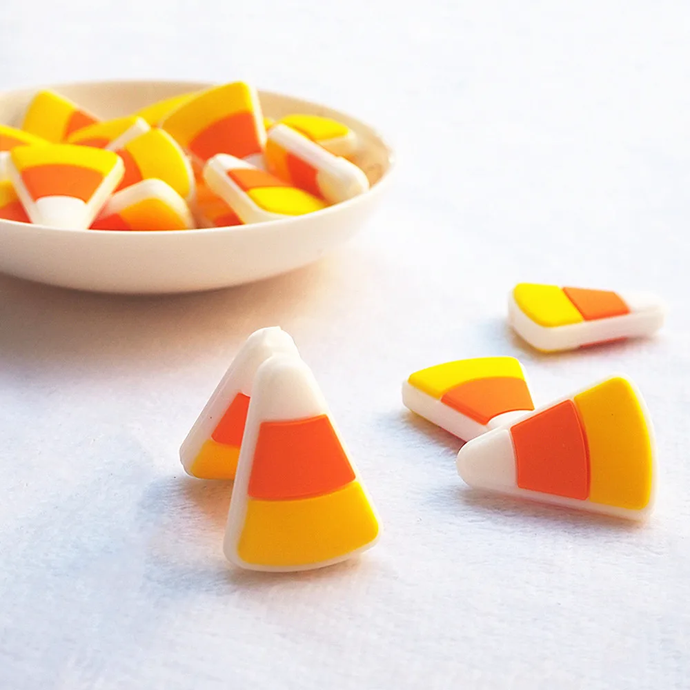 

Chenkai 10pcs Candy Corn Beads Silicone Beads BPA Free Teething Infant Chewable Dummy Necklace Pacifier Toy Gift Accessories