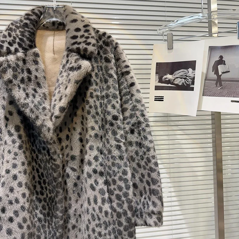 DEAT женский плащ со свободным зубчатым воротником и леопардовым узором толстые