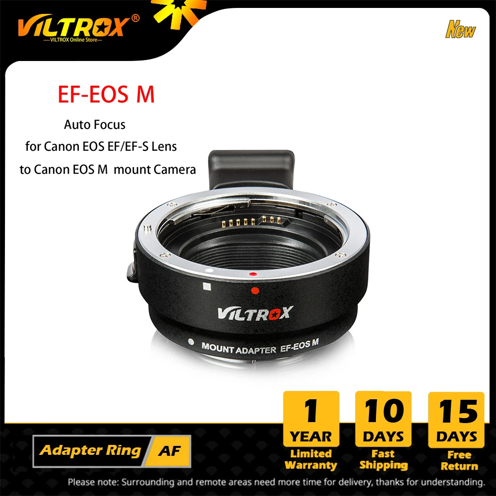 Viltrox EF-EOS M Electronic AF Auto Focus Lens Mount Adapter for Canon EF-EF-S Lens to Canon EOS-M EF-M Mount M1 M2 M6 M10 M100