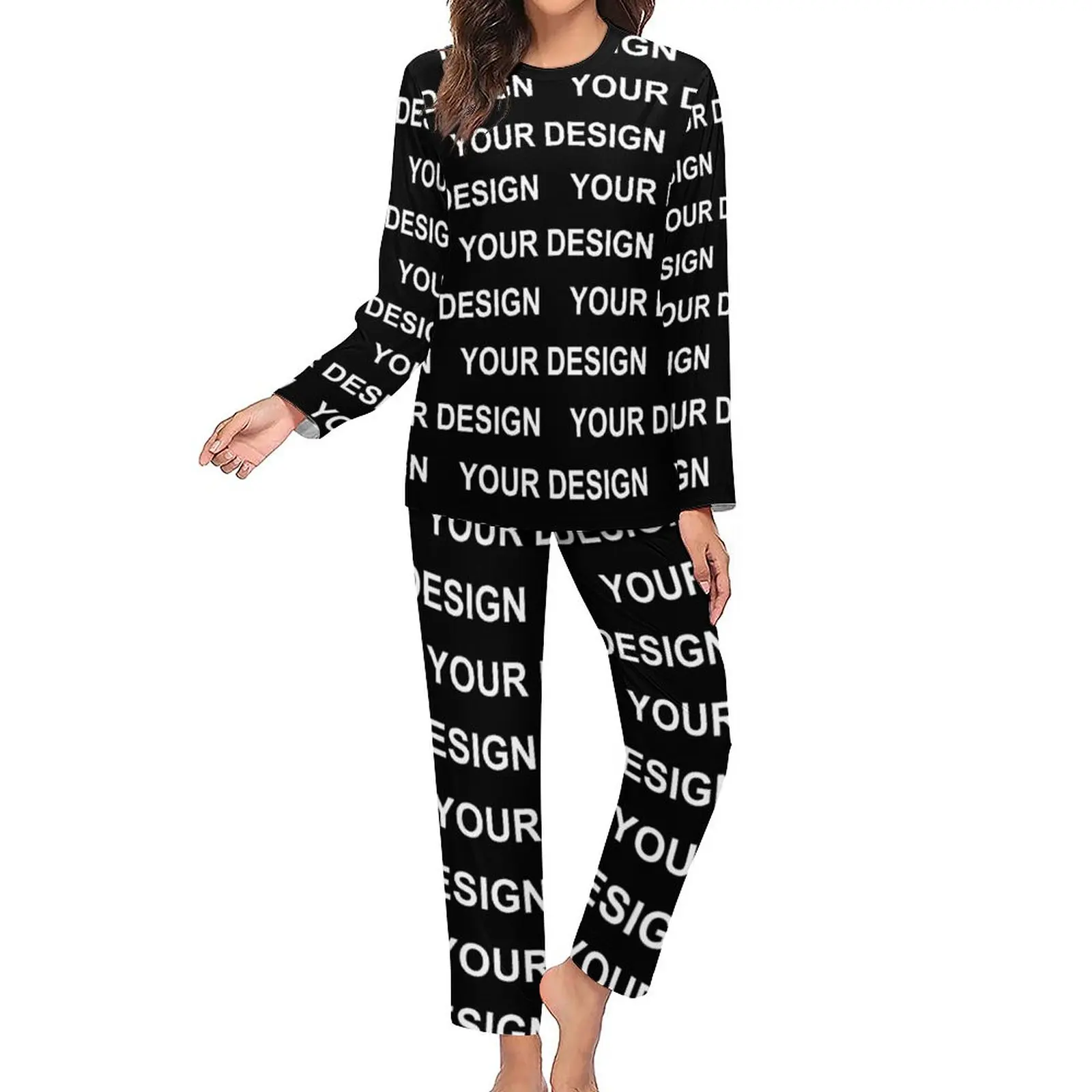 Add Design Customized Pajamas Custom Made Your Image Two Piece Aesthetic Pajama Sets Lady Long Sleeve Fashion Oversize Sleepwear