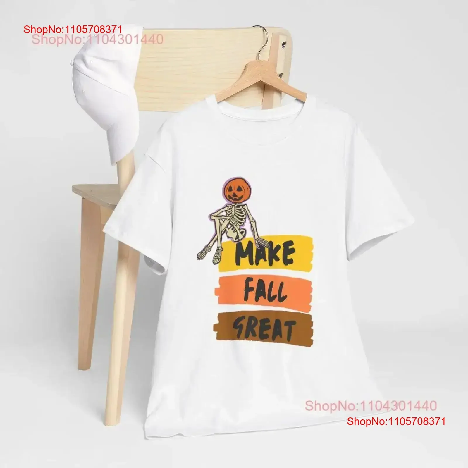 Фото Футболка Make Fall Great Pumking из плотного хлопка, винтажная, с эффектом стирки, для повседневной носки, унисекс, слегка дышащая, повседневная. №1
