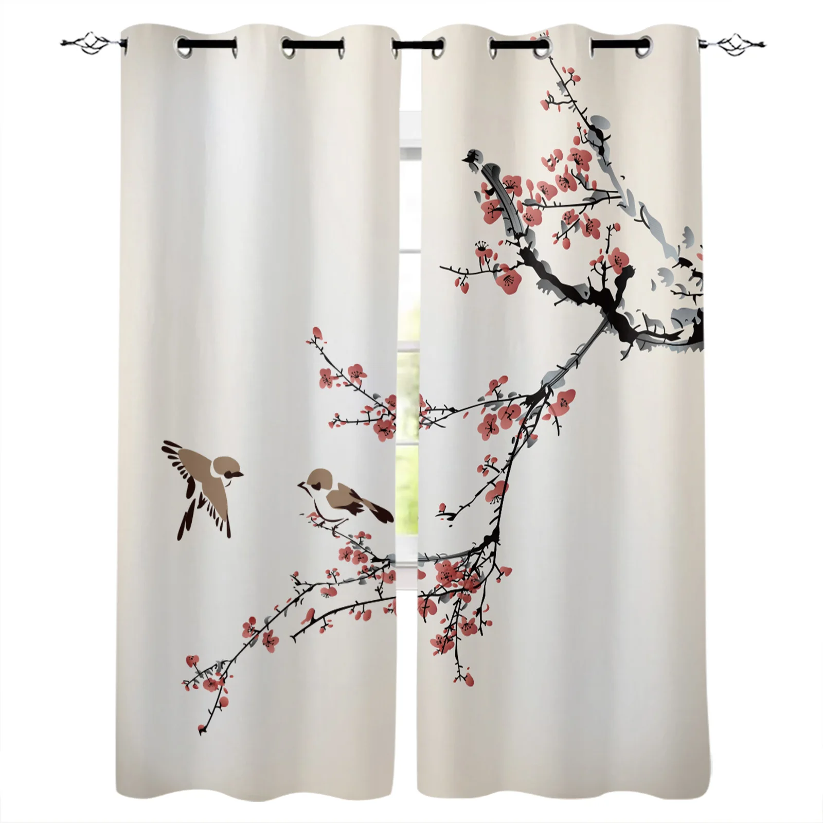 

Plum Blossom Bird Chinese Style Blackout Curtains Window Curtains For Bedroom Living Room Decor Window Treatments