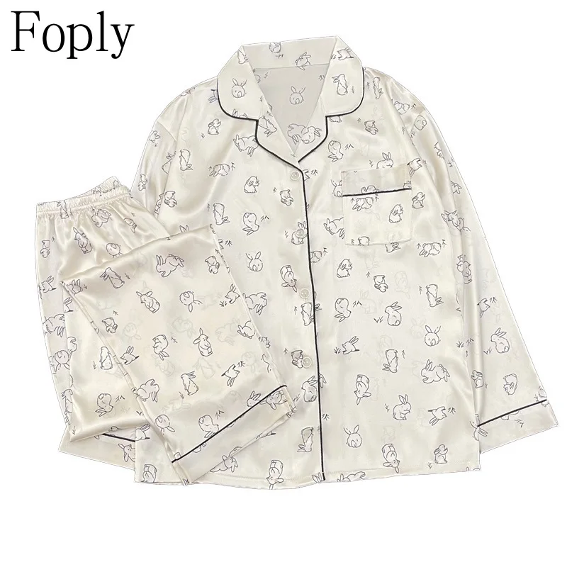 Женские пижамы с принтом кролика весна-лето комплект из двух предметов пижама