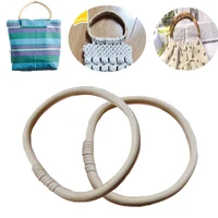 round bamboo handle diy handmade women handbag tote purse handles rattan wooden bag accessories replacement