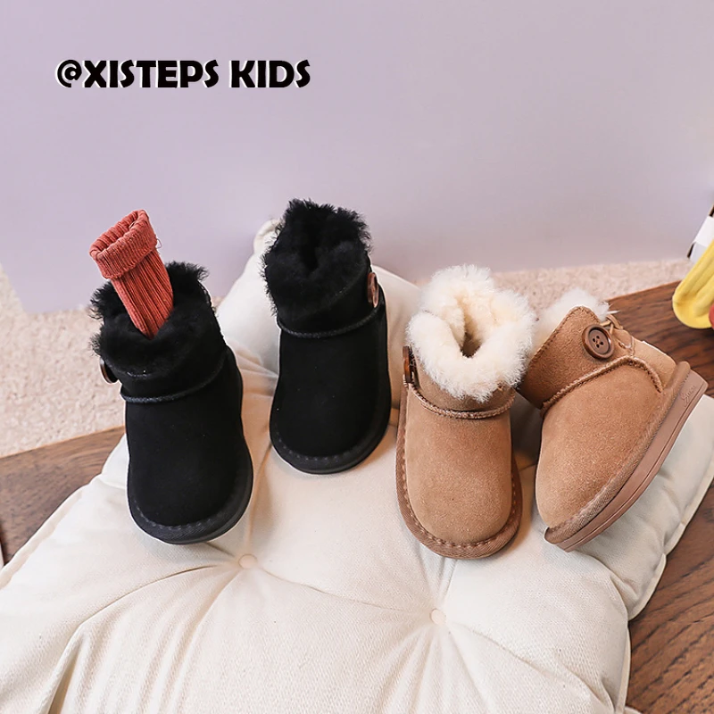 

Супертеплые зимние ботинки для маленьких девочек и мальчиков, Зимние ботильоны из плотного плюша для малышей, Детская уличная обувь 2023