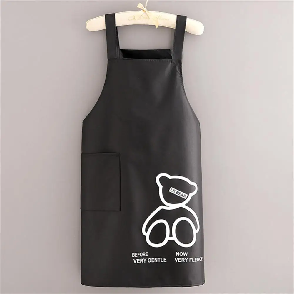 

Men's Women's Waterproof Oilproof Workwear Hand-wiping Creative Cute Bear Dining Aprons Waterproof Hanging Kitchen Tool Apron