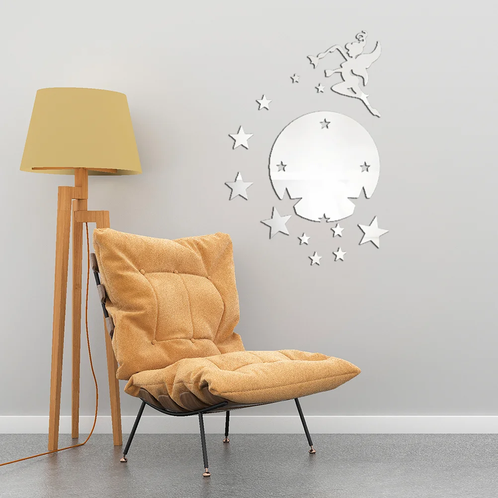 

Mirror Wall Decal Acrylic Mural Decor Sign Kids Shower Morden Mounted 3D Laundry Decals Cute Room Girl Fairy Bedroom Room decor