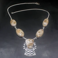 gemstonefactory jewelry big promotion 925 silver natural ocean jasper new arrival ladies women chain necklace 32cm 20215209