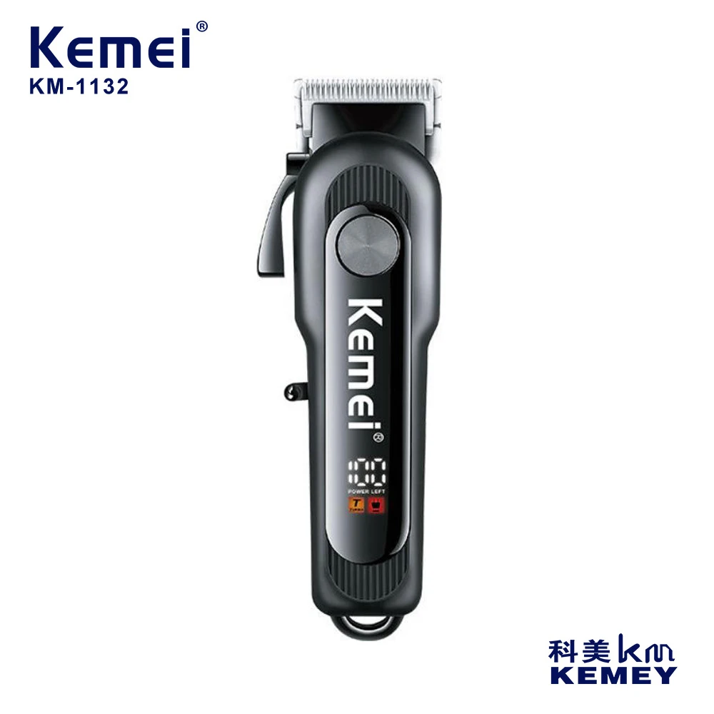 

Машинка для стрижки волос Kemei, регулируемая Беспроводная Машинка для стрижки волос, электрический триммер с дисплеем, мощная зарядка волос