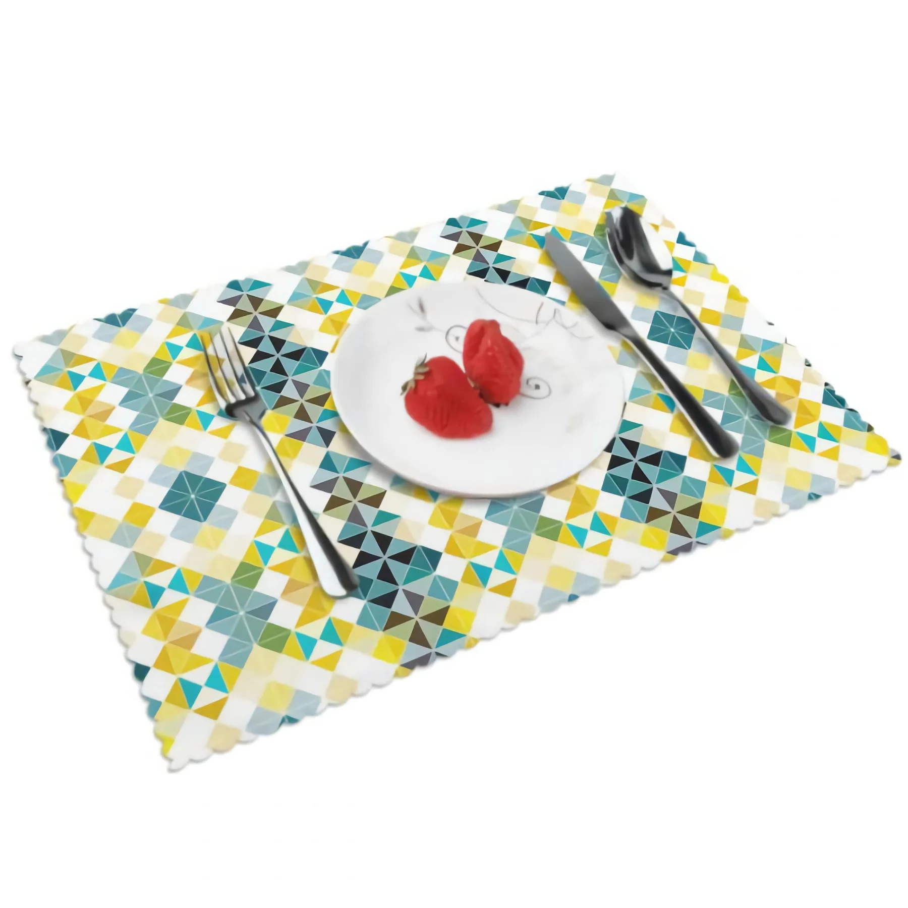 

Abstract Square Placemats for Dining Table Set of 4 Washable Place Mat Abstract Square Polyester Kitchen One Size