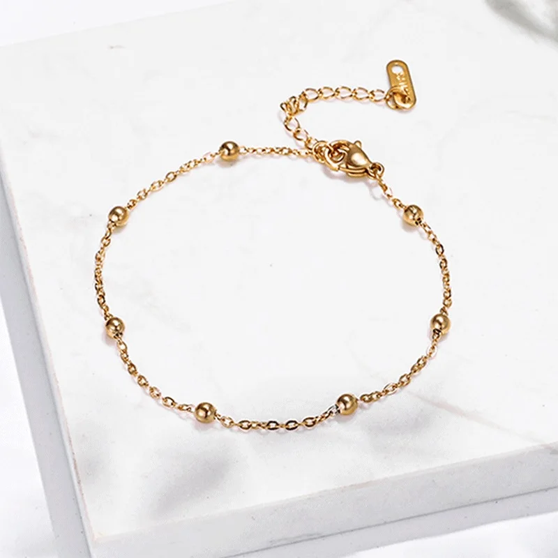 

316L Stainless steel gold colour beaded chain Anklets Fashion jewelry Minimalist chain anklet fashion women's Jewelry Party