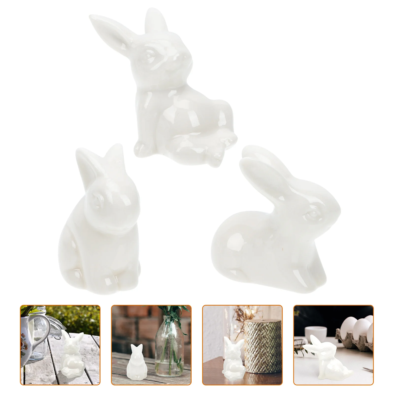 

Bunny Rabbit Ceramic Easter Figurine Figurines Miniature Statue White Figure Sculpture Porcelain Ornament Animal Mini Rabbits