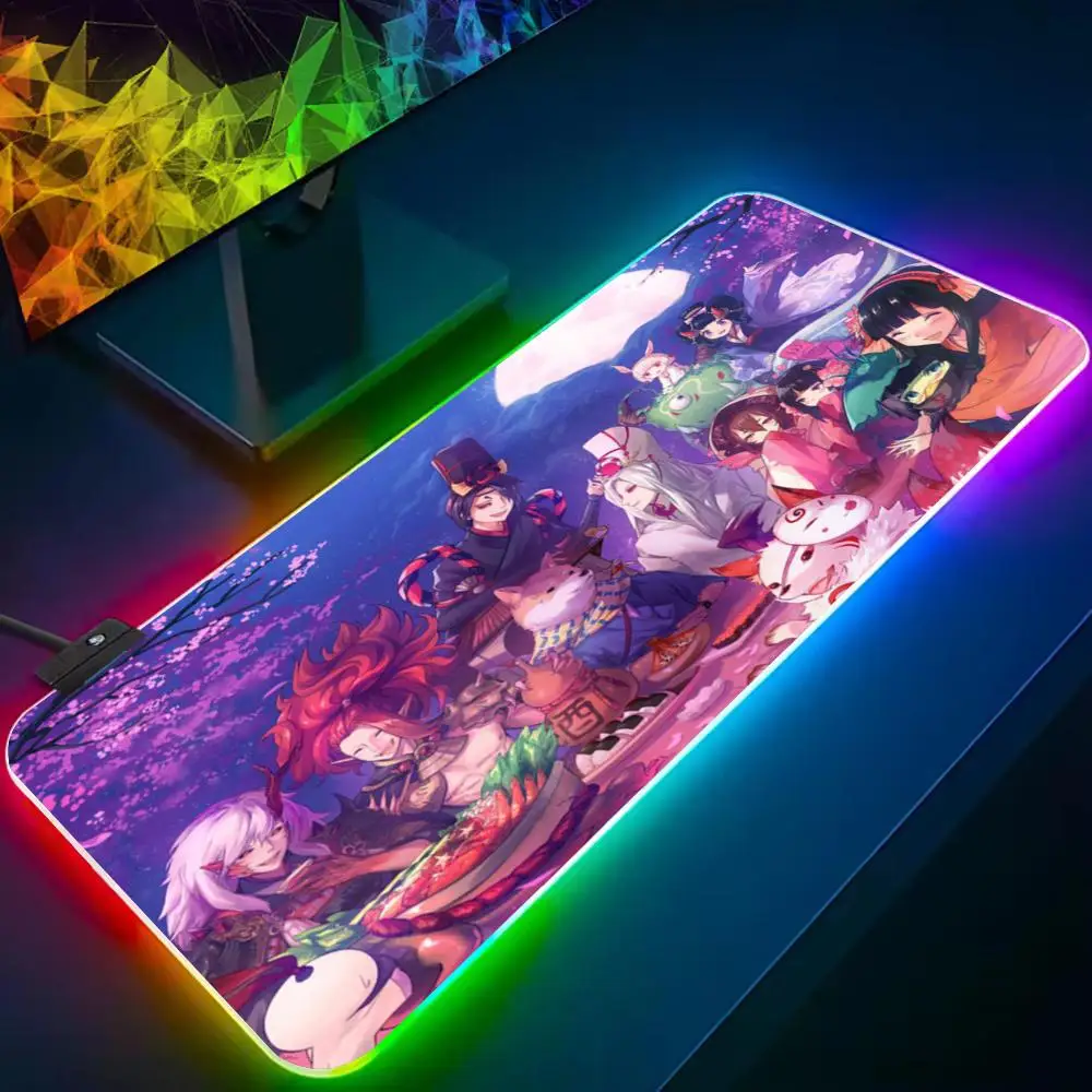 onmyouji Коврик для мыши RGB Игровой коврик Большой светодиодный ПК Настольный