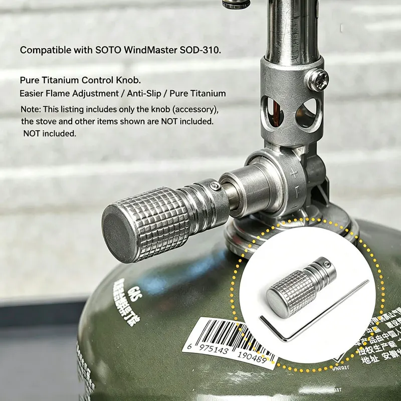 Фото Ручка регулировки пламени SOTO SOD-310 из титана, нескользящая, для походной плиты, аксессуары для газовых плит, запчасти для кемпинговых плит №1