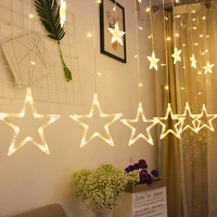 star lamp us eu plug christmas lights garland fairy lights string outdoor curtain decor for party holiday wedding decoration