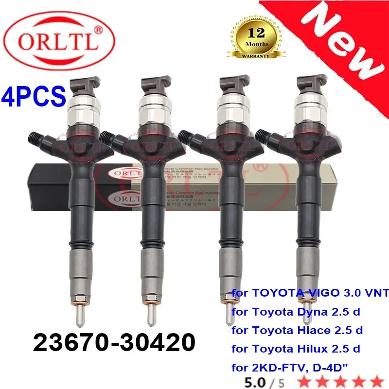 4шт НОВЫЙ 2367030420 Форсунка Common Rail 23670-30420 23670 30420 для TOYOTA Dyna Hiace Hilux 2KD-FTV