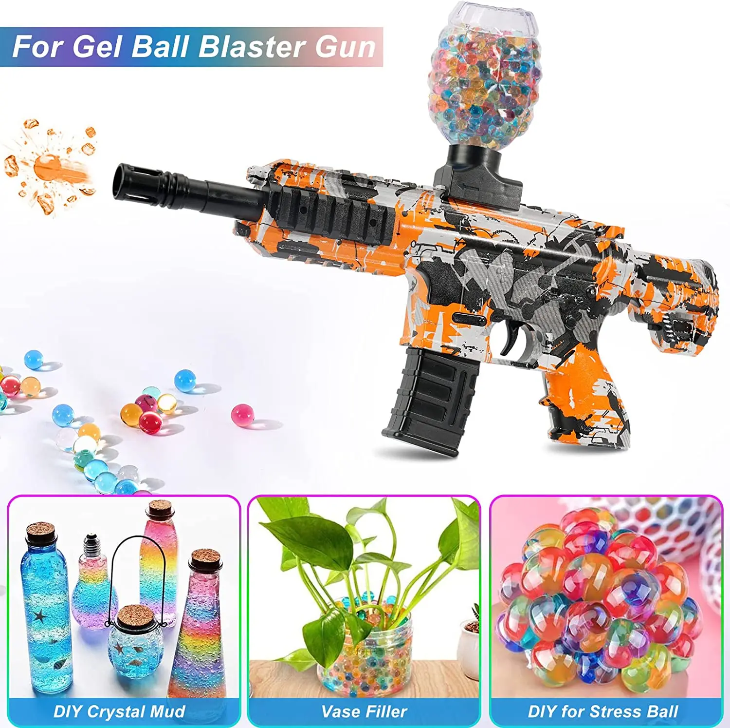 Gel Ball Blaster Refill Ammo Water Beads Splatrball Blaster Splat Bullets 7-8mm Rainbow Color for Gel Ball Gun Toy