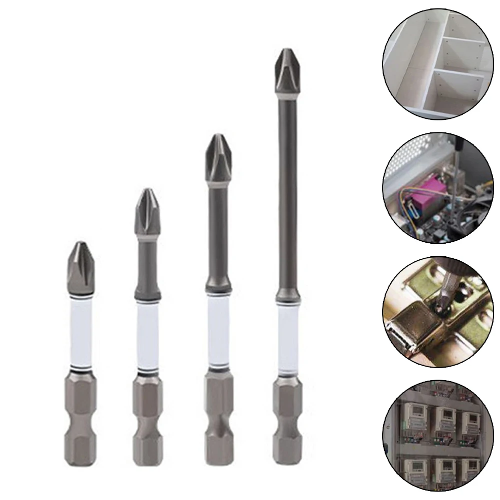 

4pcs Electric Impact Screwdriver Bit Set PH2 Cross Screwdriver Bit Hex Shank Screwdrivers Bit 50-100mm 50mm/65mm/75mm/100mmHand