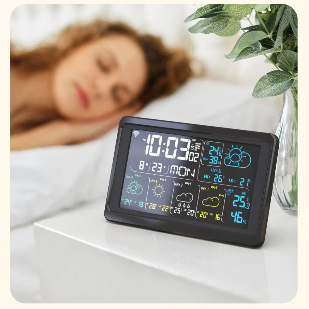 

Tuya New LCD Temperature Humidity Meter Thermometer Hygrometer Wireless Indoor Outdoor Wi-fi Weather Station Color Screen Clock