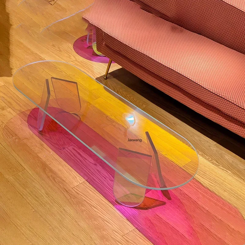 Хрустальный кофейный столик цвета яркий минималистичный современный прозрачный