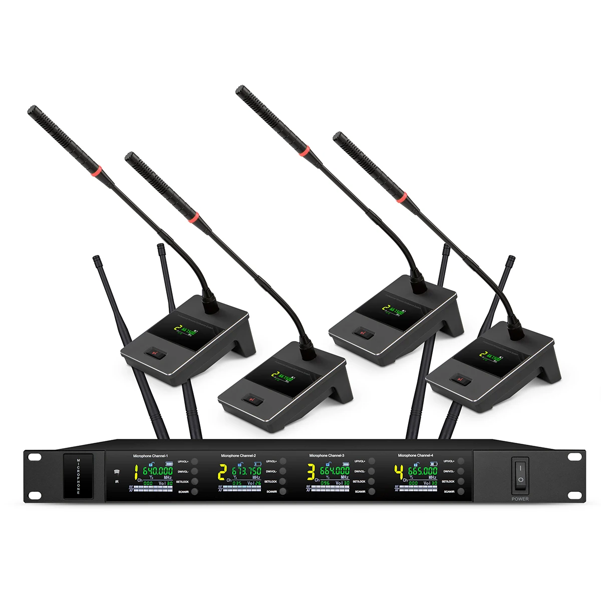 Фото Система беспроводных микрофонов для конференций серии UHF, 4 канала №1