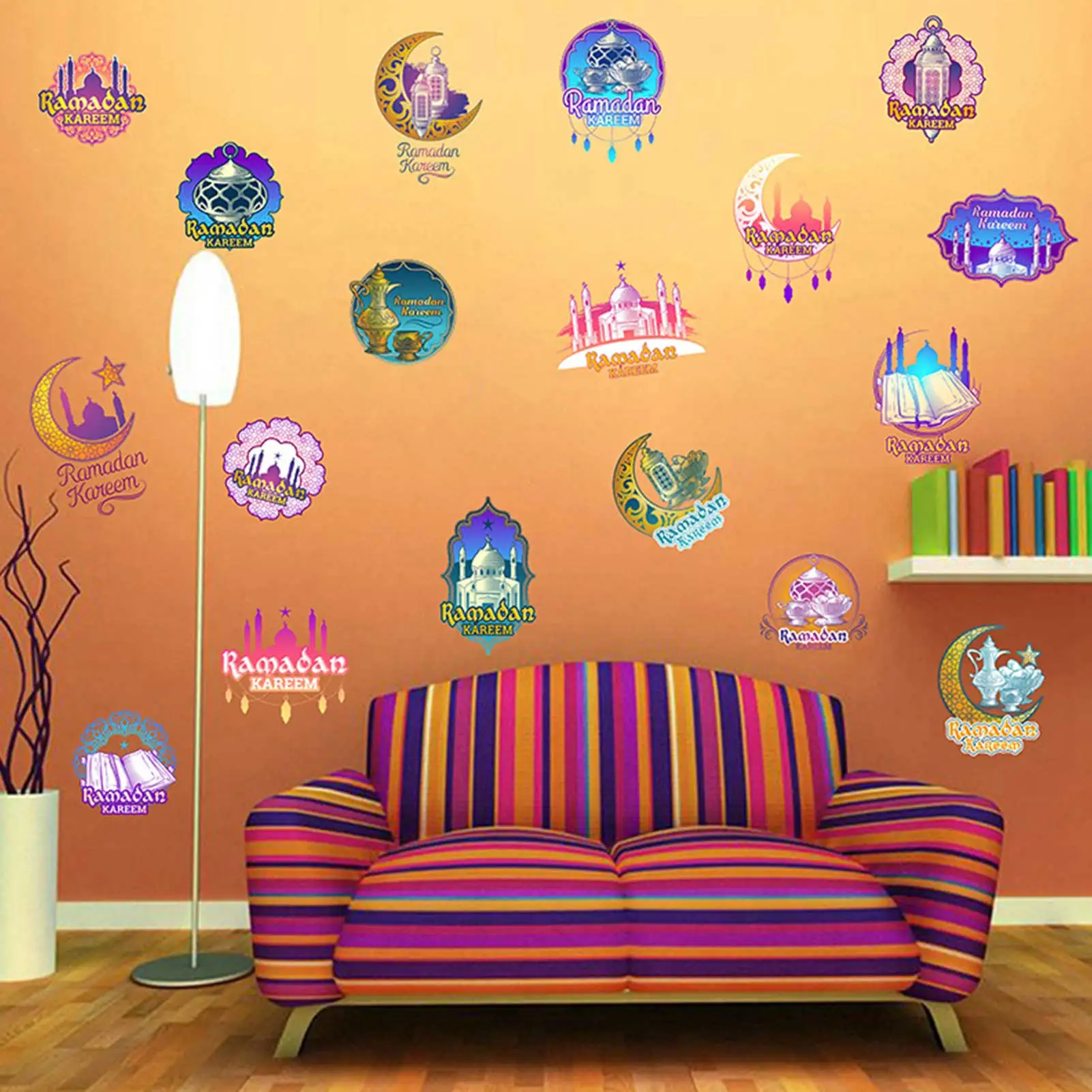 

Наклейки Рамадан «сделай сам», декор для праздничной вечеринки Рамадан, наклейки на окна, декоративные наклейки «сделай сам» Рамадан для пр...