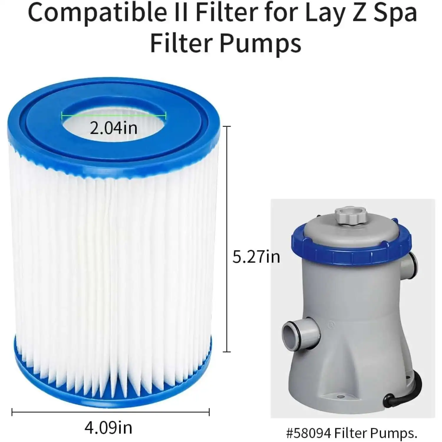 Фото Фильтр типа II, фильтр для гидромассажных ванн Lay Z Spa 58094, 58094E, 58093, 58383, 58386, насосы-фильтры Flowclear II, картриджные фильтры для бассейнов №2