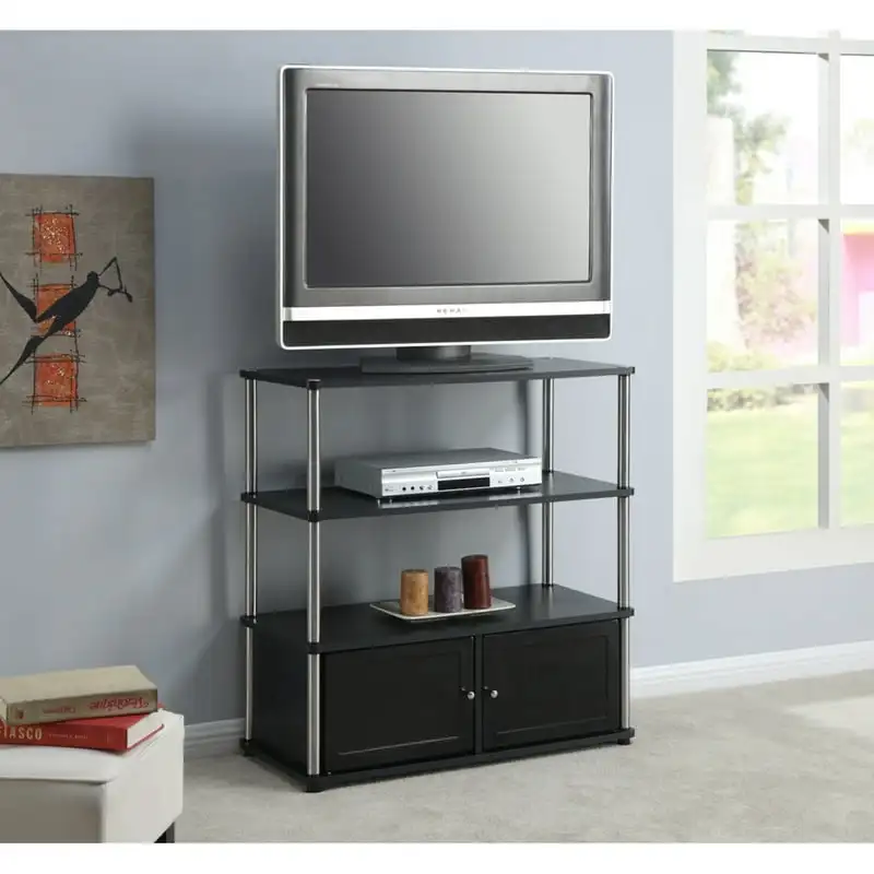 

Highboy Stand with Storage Cabinets and Shelves for TVs to 40 Inches, Black