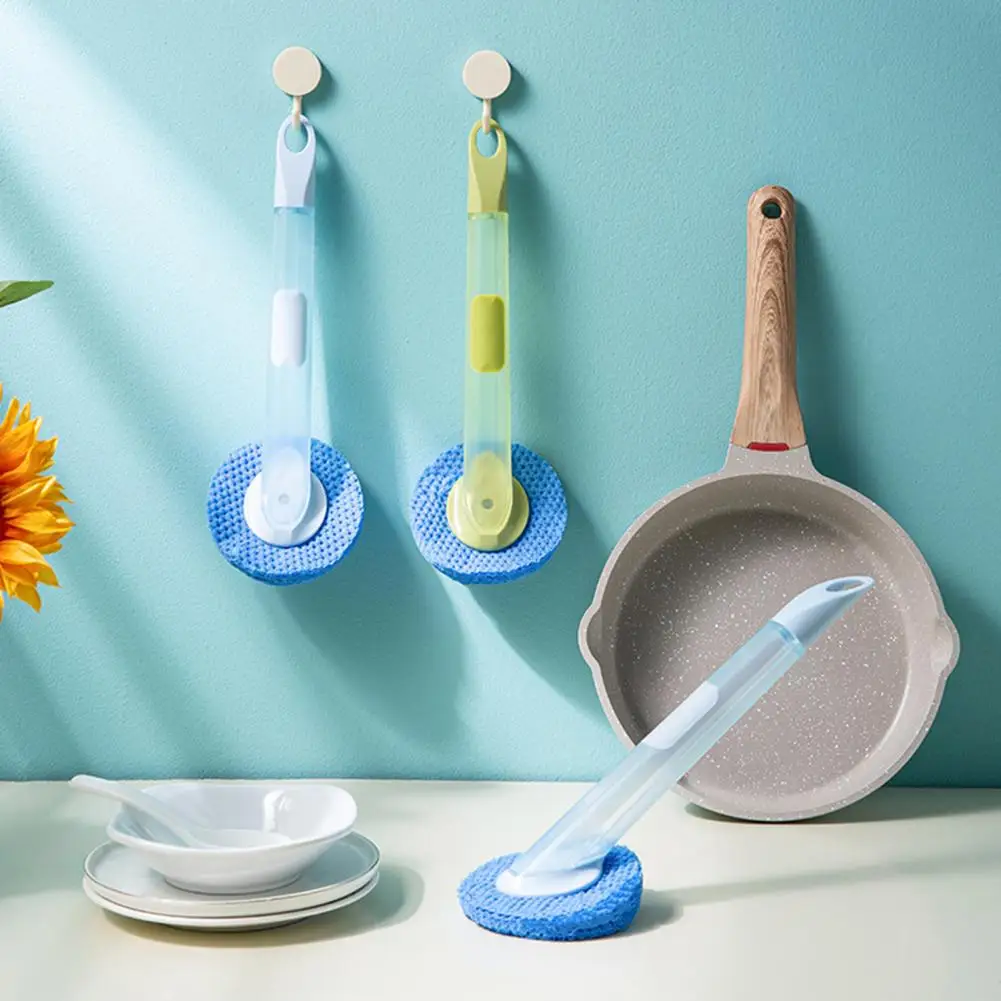 

Pot Brush Long Handle Liquid Soap Dispenser Replaceable Brush Head Sink Dish Bowl Pan Scrub Cleaning Scrubber Kitchen Supplies